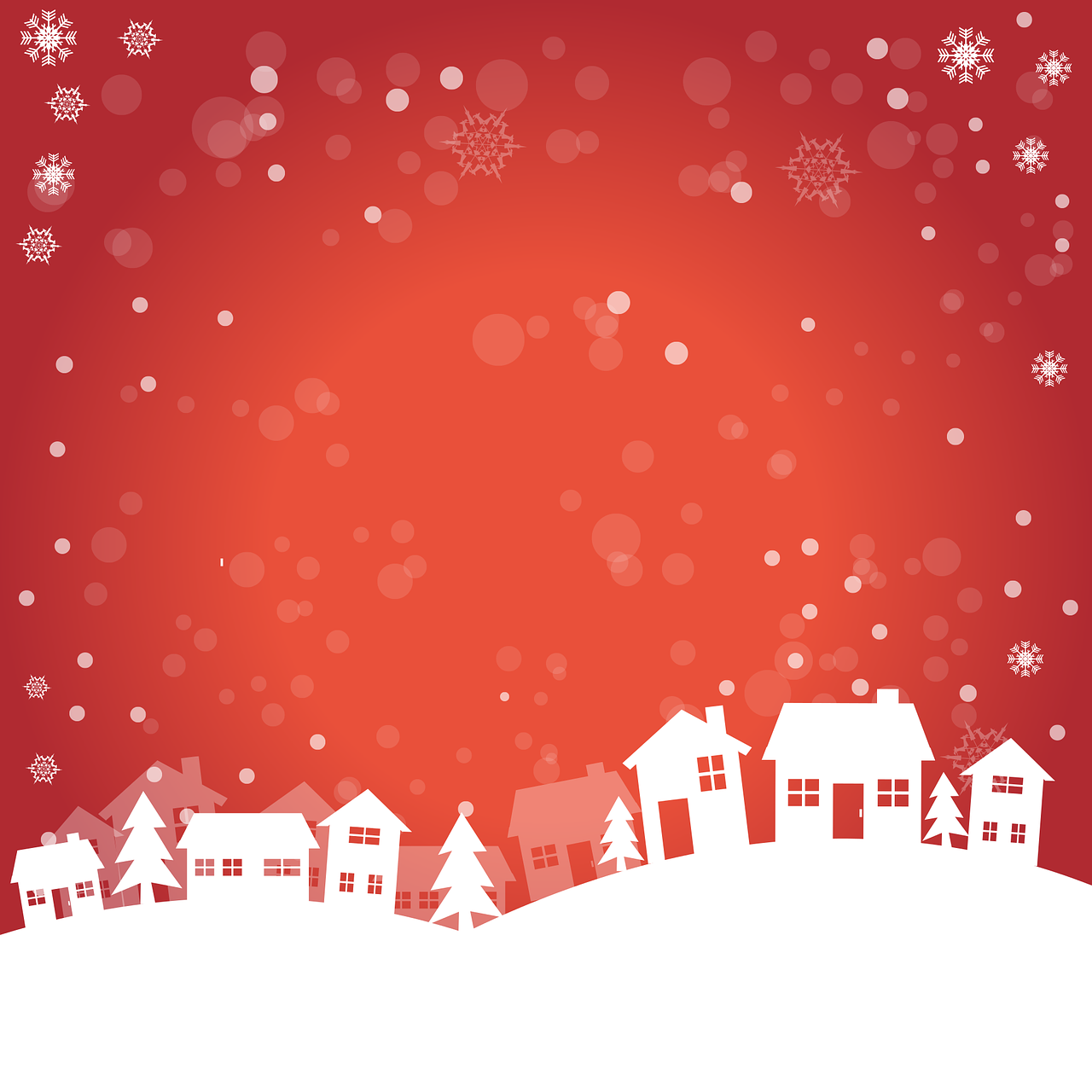 winter, landscape, houses, background, postcard, christmas, red, nature, wintry, snow, tree, beautiful wallpaper, snowy, white, flakes, winter landscape