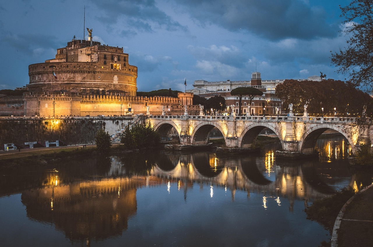 castel sant'angelo, mauzóleum, kastély, erőd, múzeum, híd, folyó, megvilágítva, erődítmény, építészet, tükrözés, vízvisszaverődés, róma, tájékozódási pont, római, európa, emlékmű, ősi, történelmi, épület, híres, róma, róma, róma, róma, róma