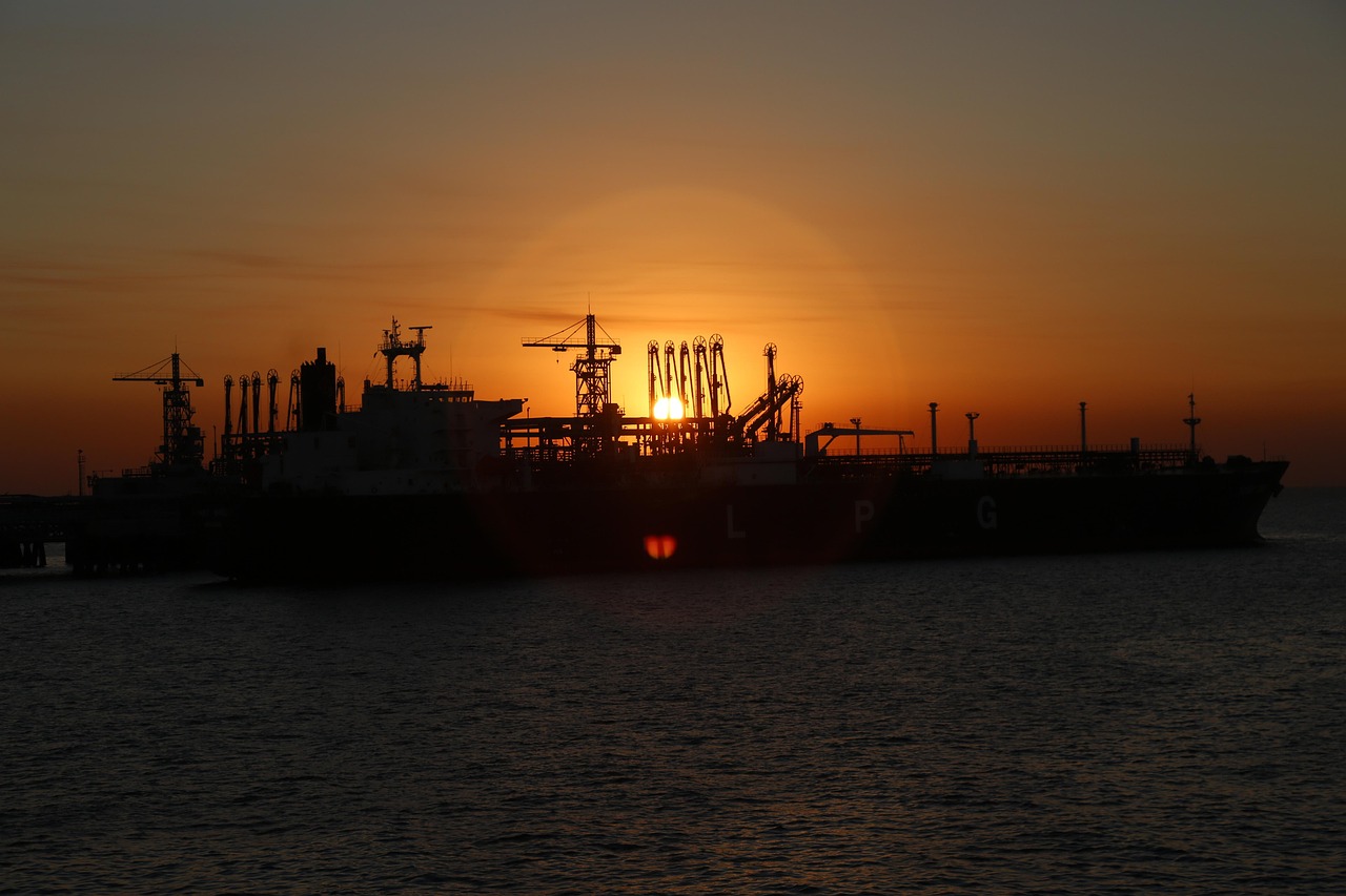sunset, industry, sea, ship, water, energy, sky, boat, evening, harbor, pier, fuel, transportation system, petroleum, dusk, nature, dawn, pollution, river, watercraft, refinery, brown energy, brown boat, brown pollution, brown industry