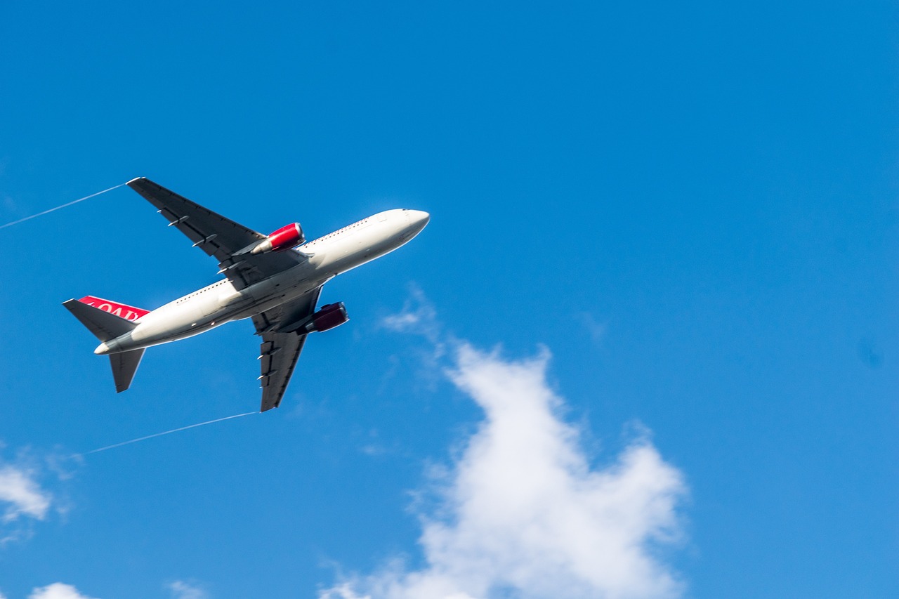 flygplan, natur, himmel, flyg, jet, transportsystem, blå flygplan