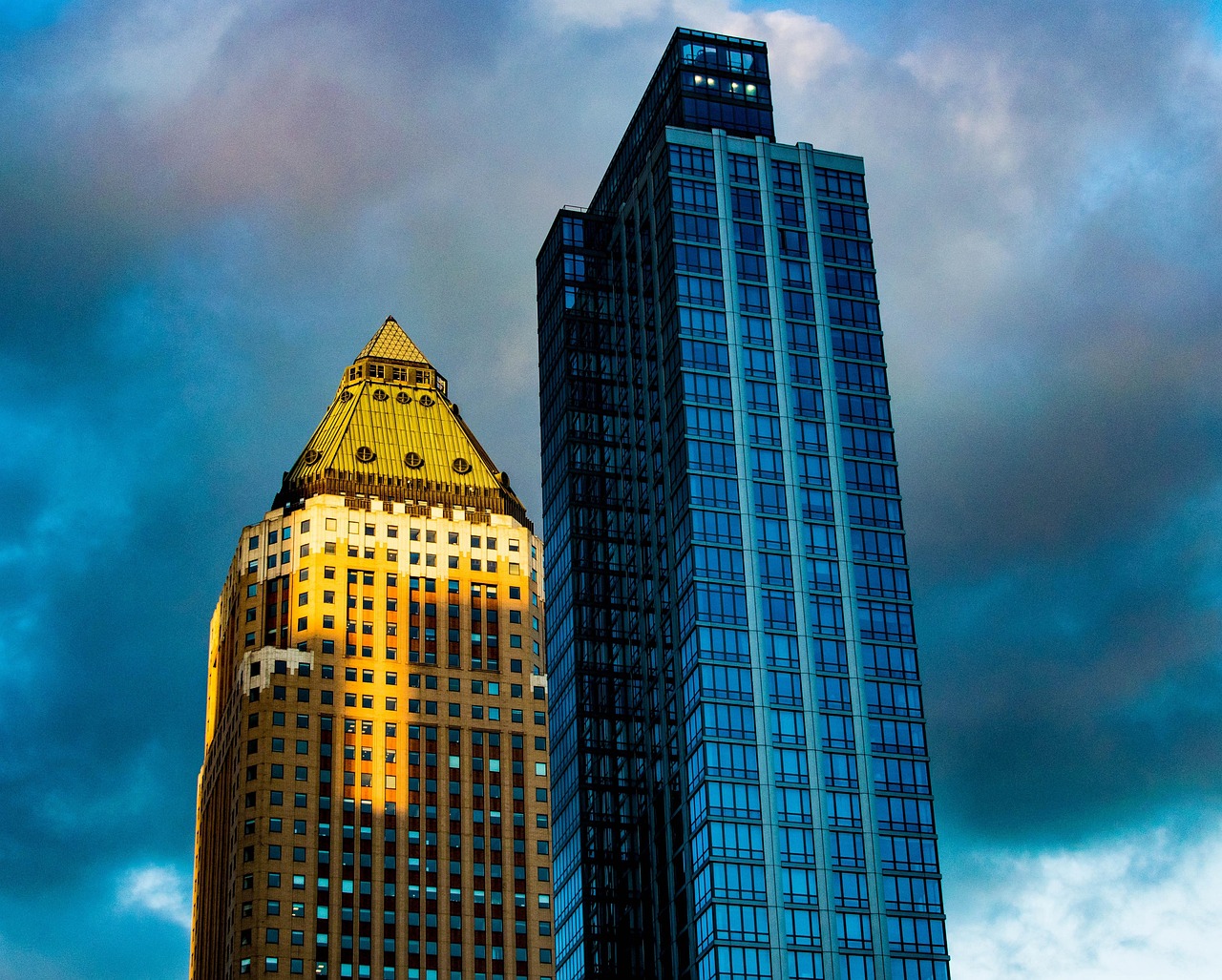 felhőkarcolók, new york, épületek, nyc, manhattan, város, építészet, városi