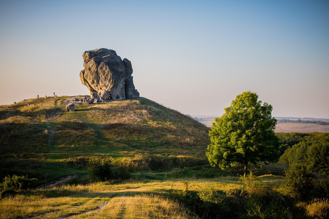 pidkamin, rock, nature, ukraine, landmark, landscape, age, stone, tourism, travel, ancient, hill, rural, grass, adventure, exploration