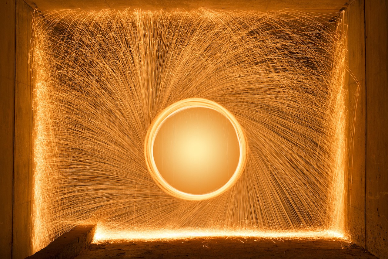 светло рисуване, кръгъл, тунел, gold, фойерверки, light