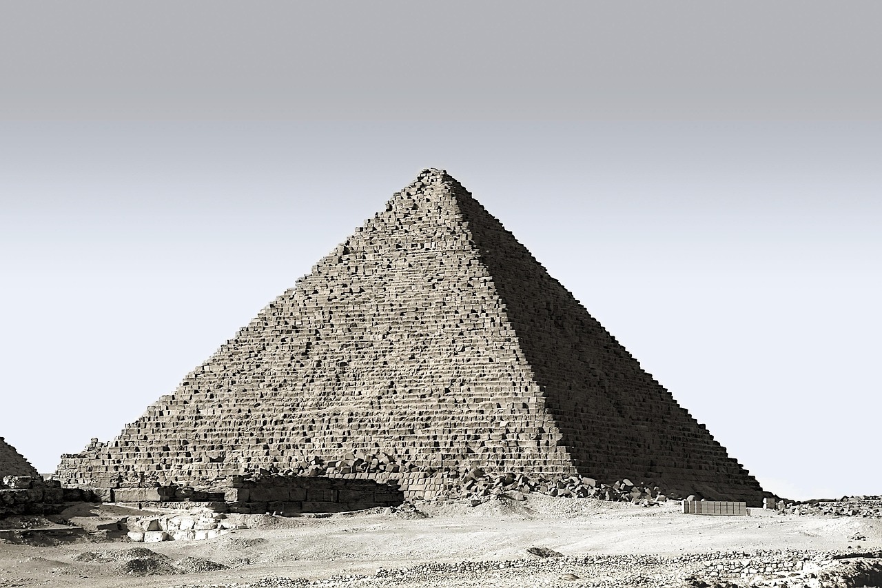 pyramide, gizeh, ägypten, königliches grab, ägyptisch, wüste, natur, cairo, schwarz und weiß