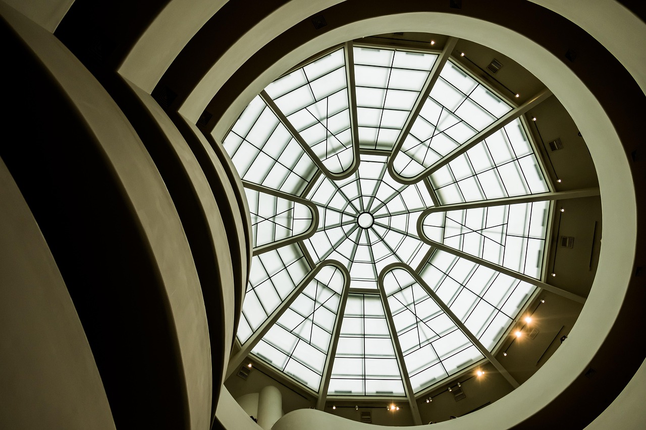 new york, guggenheim, muzeul, artă contemporană, arhitectură, tavanul, design, ușoară, luminator, etaje, celebru, oraşe, futurist, moderne, america, turisti, călătorie