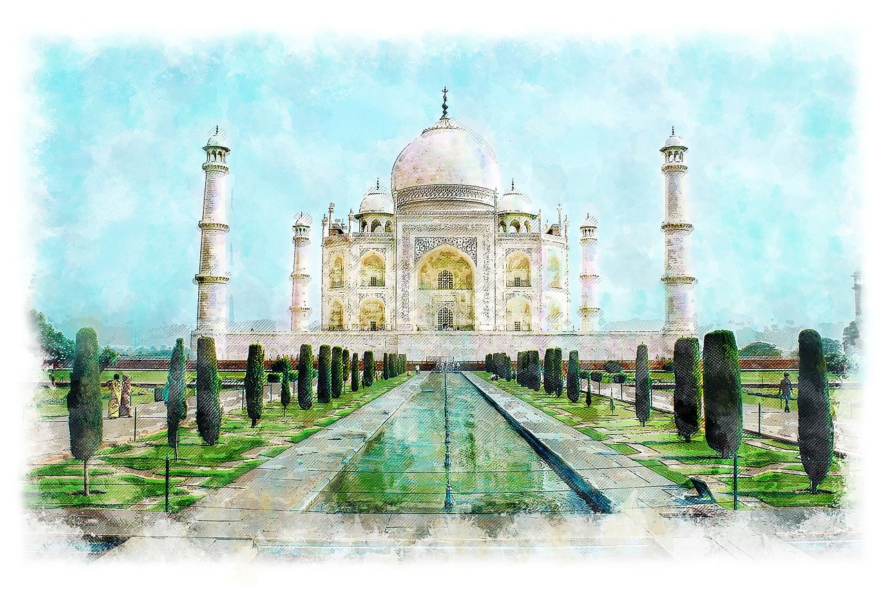 intia, taj mahal, mausoleumi, matkailu, historia, kulttuuri, vetovoima, matkustaa, marmori, muistomerkki, viehättävän, perintö, digitaalinen maalaus, digitaalinen manipulointi