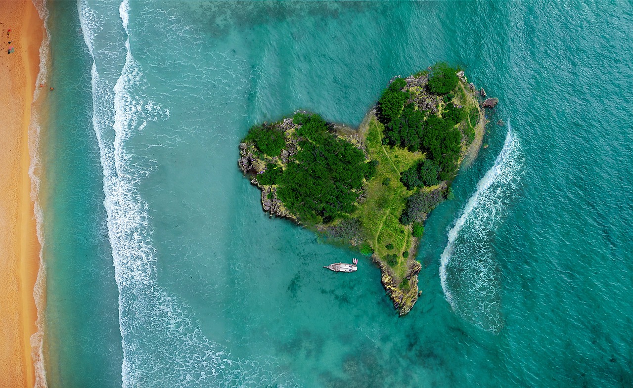 island, ocean, sea, lagoon, beach, landscape, nature, water, tourism, bay, tropical, sand, coast, idyllic, travel, aerial view, summer