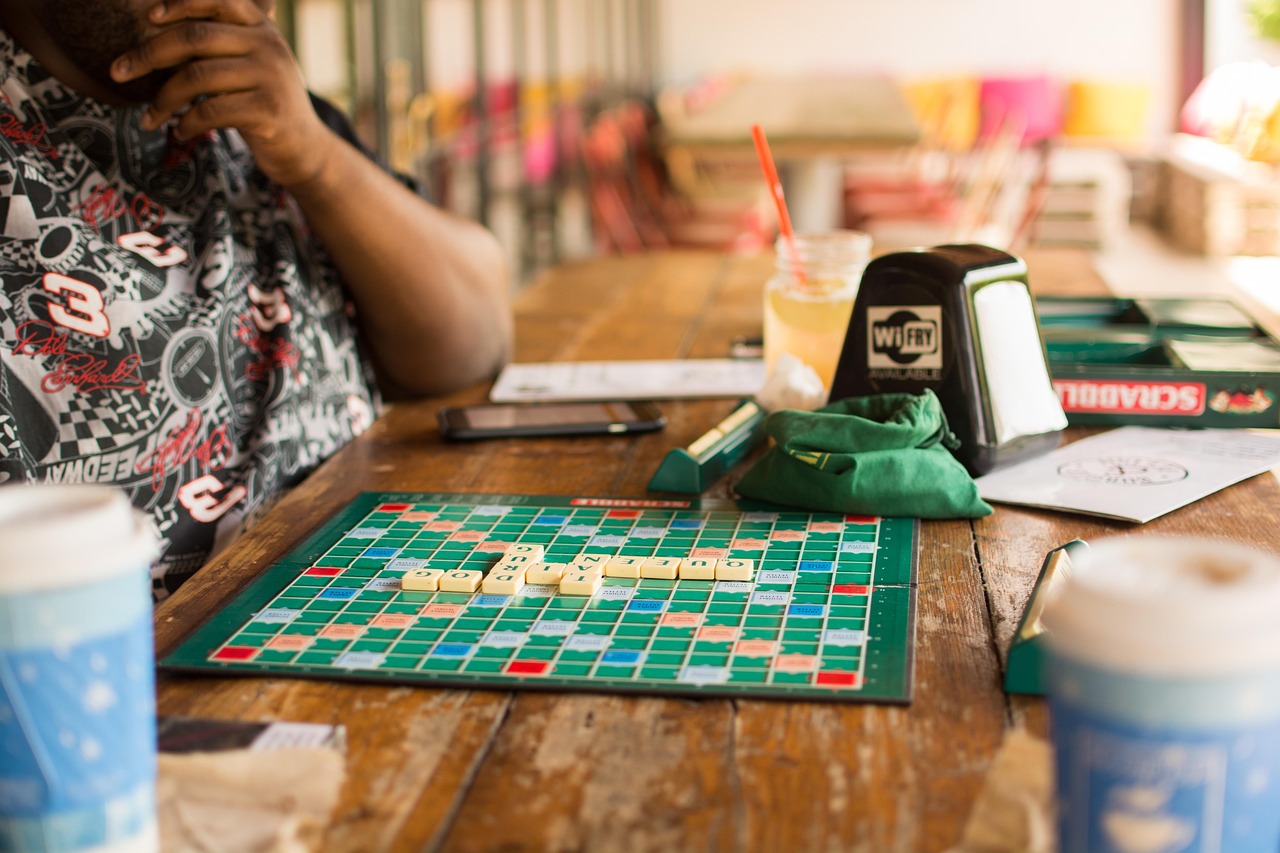old woman, cafe, playing, board game, brown gaming, brown cafe, brown game, brown games, brown board