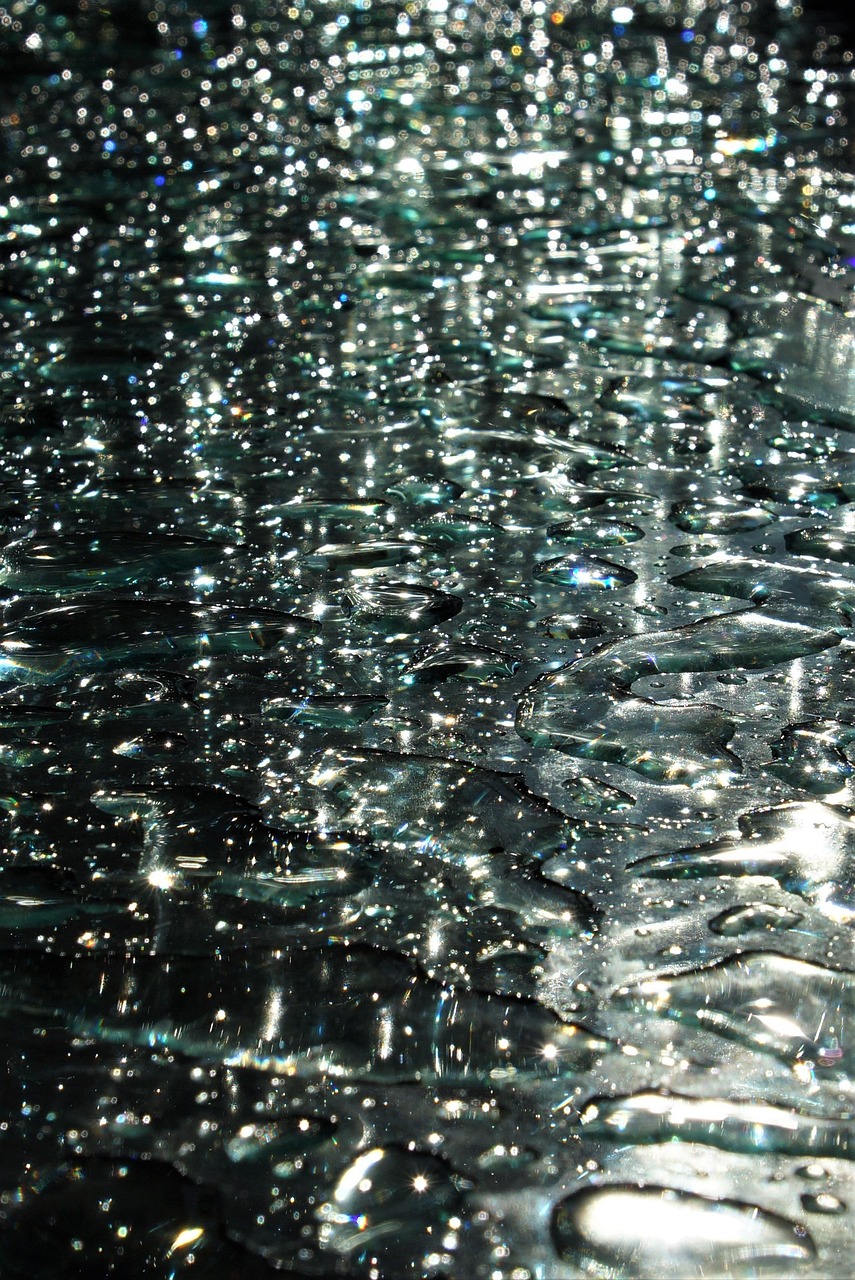 oberfläche, wassertropfen, muster, glitzern, natur, wasser