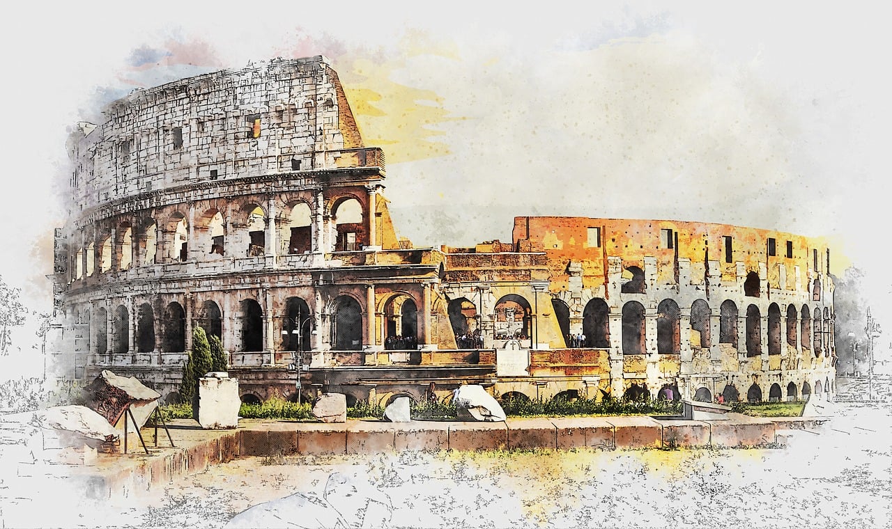 colosseum, rome, italy, ancient, old, arena, building, amphitheater, historically, architecture, gladiators, tourism, landmark, antique, ruin, digital manipulation, colored sketch, photo art, colosseum, rome, rome, rome, rome, rome, italy