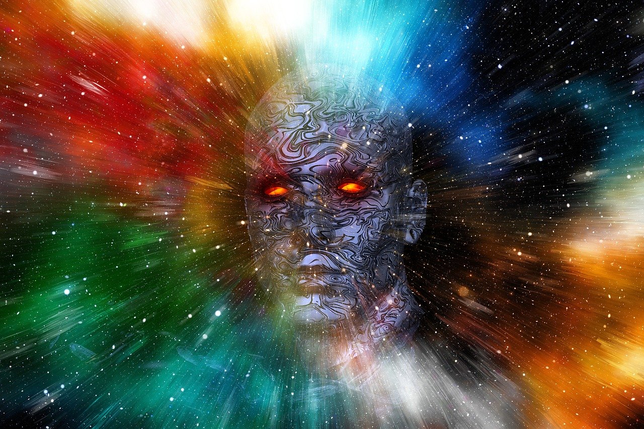 galaxy, head, man, eyes, glow, being, abstract, universe, lens flare, nature, sun, god's twilight, background, stars, cosmos, space, imagination, planets, fog, design