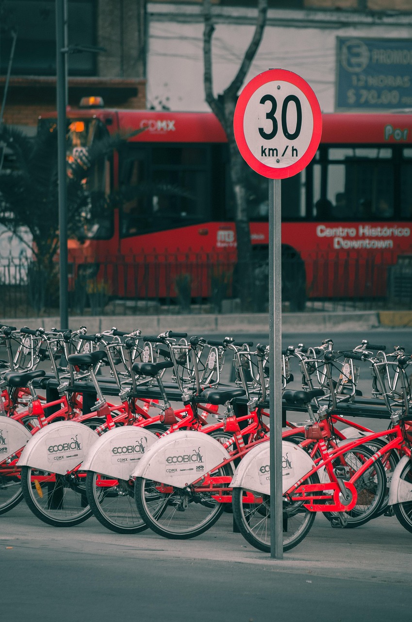 cidade, bicicletas, sinal, bicicleta, urbano, ciclismo, transporte, rua
