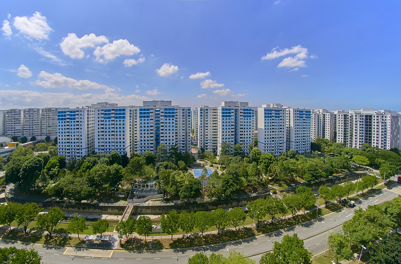 konut, daireler, ev, bina, tasarım, apartman, modern, mimari, arazi, ağaç, gökyüzü, bulutlar, doğa, geniş, açı, mavi ev