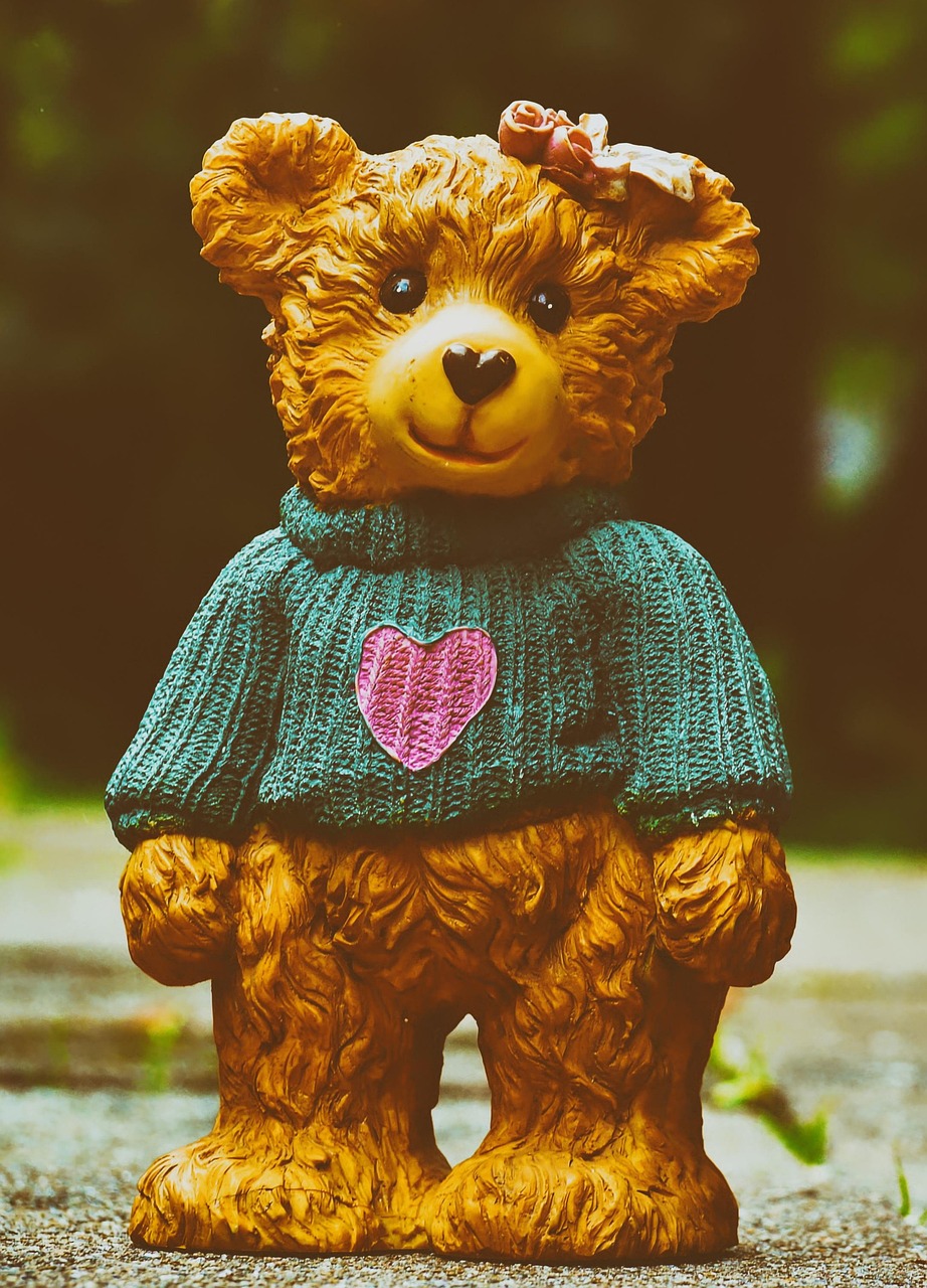 little bear, artificial stone, cute, knitted sweater, knitted, funny, figure, fun, teddy, bear