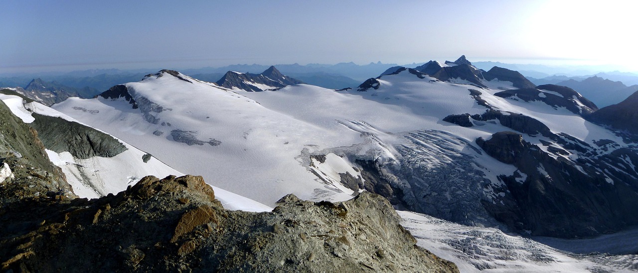 johannisberg, hocheiser, oberwalderhütte, wiesbachhorn, хое-doku, pasterze, hufeisenbruch, austria, panorama, góra, na dworze