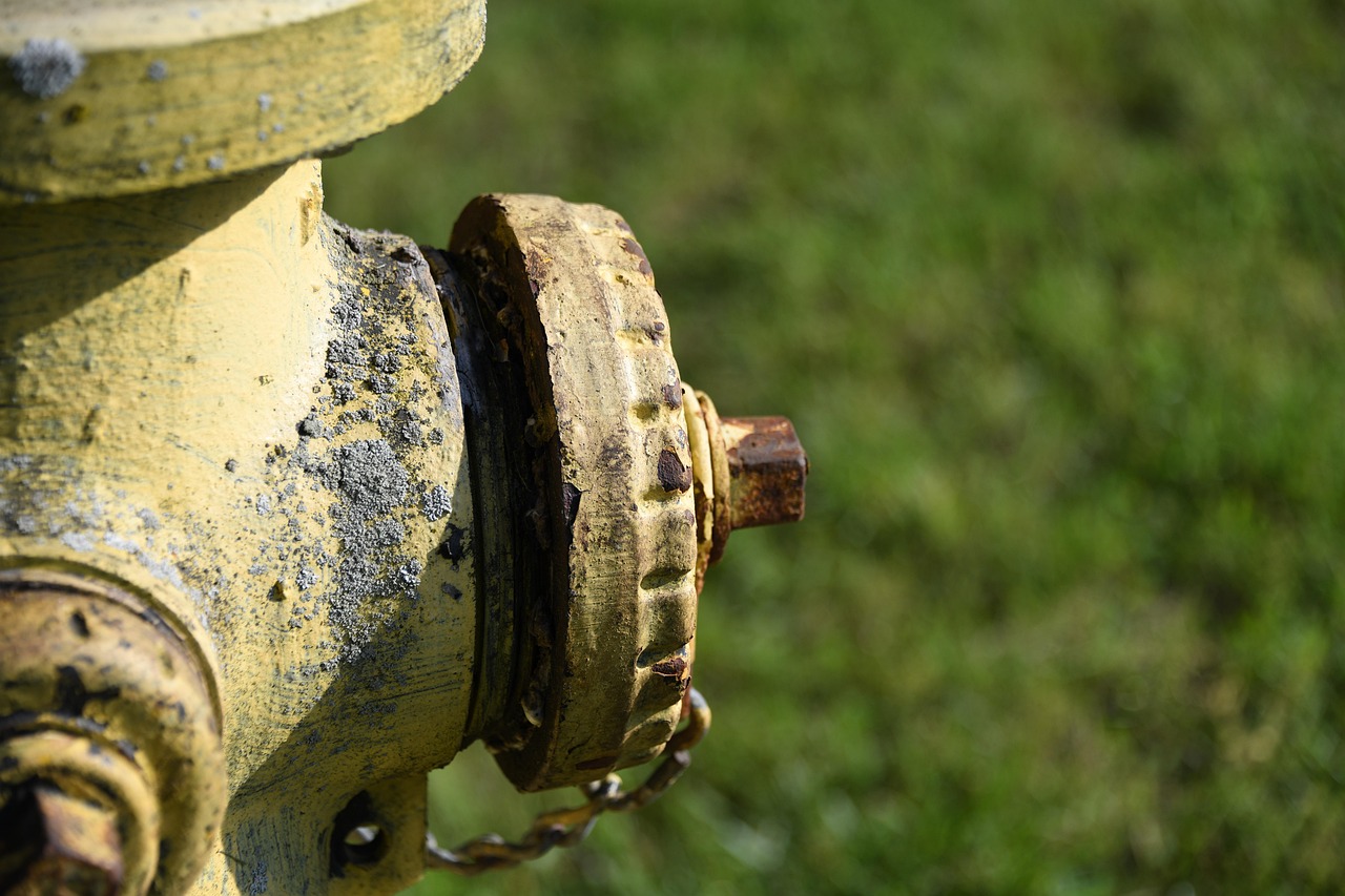 hydrant, gelb, metall, rostig, alt, eisen