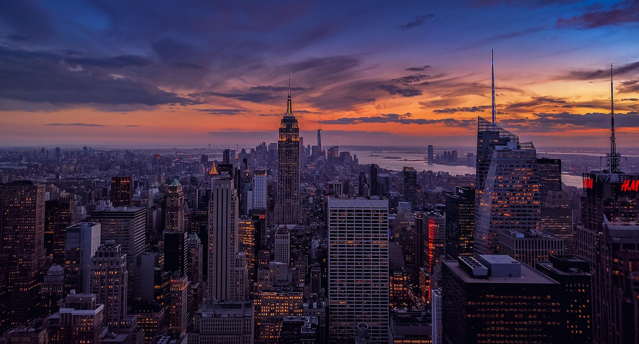 nyc, new york, príroda, usa, manhattan, budovy, ameriky, architektúra, skyline, metropola, mrakodrapy, veže, moderné, metropolitné, mrakodrap, západ slnka