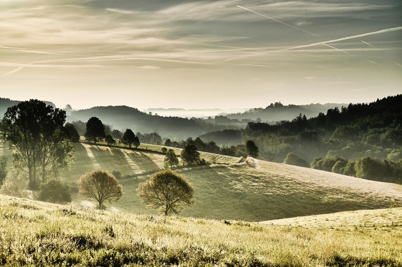 landschaft, morgenstimmung, natur, nebel, sonnenaufgang, mystisch, licht, lichtstimmung, morgenhimmel, geheimnisvoll
