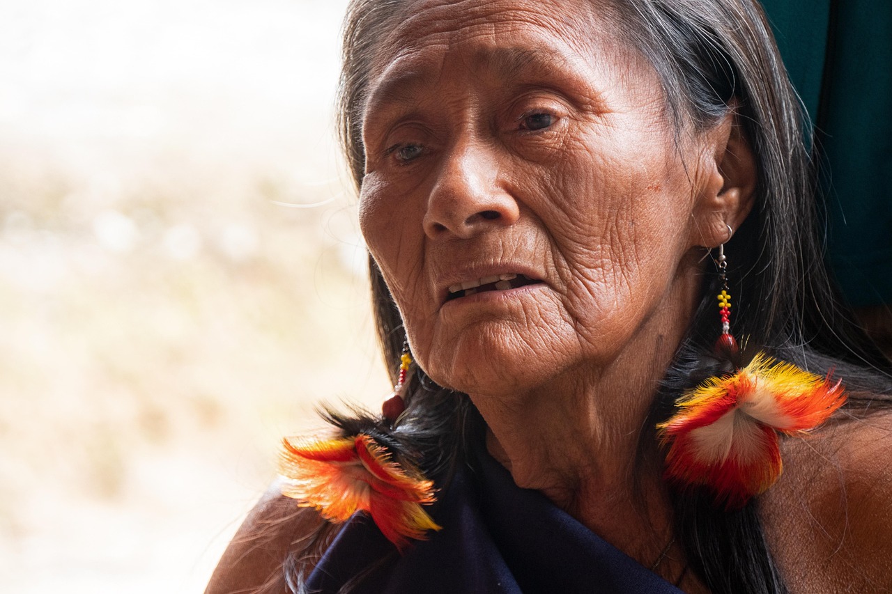 ecuador, shuar, portret, gezicht, close-up, vrouw, sieraden, oorbel, ecuador, ecuador, ecuador, ecuador, ecuador