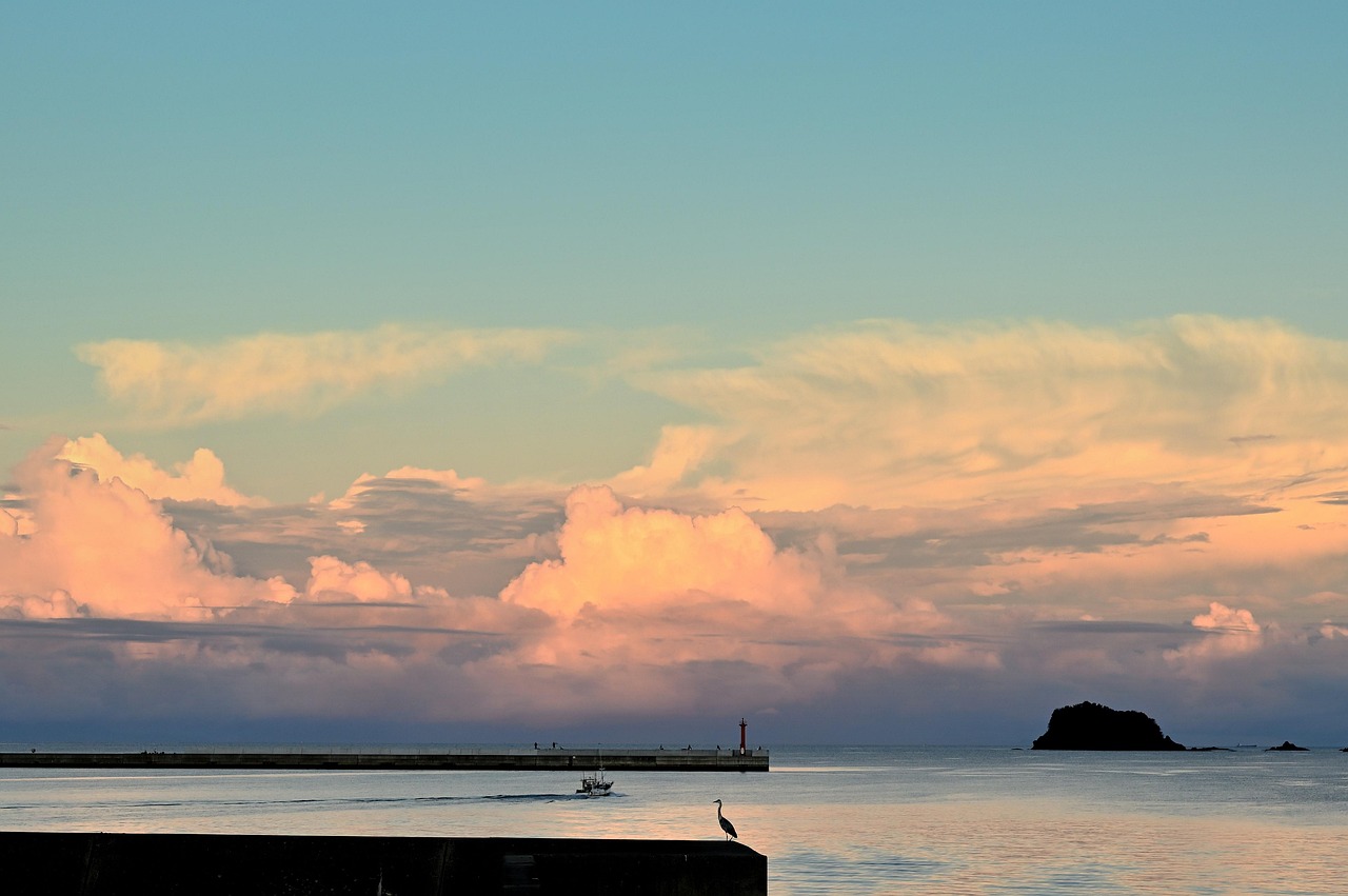 mer, asahi, nature, matin, mettez les voiles, naturel, paysage, nuage