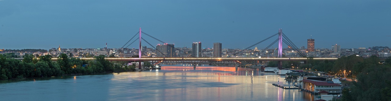 serbia, belgrade, architecture, city, river, landmark, cityscape, nature, sunset, panorama, tourism, lights, evening