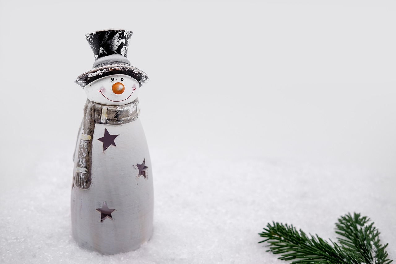snowman, snow, winter, christmas, nature, christmas time, fir branch
