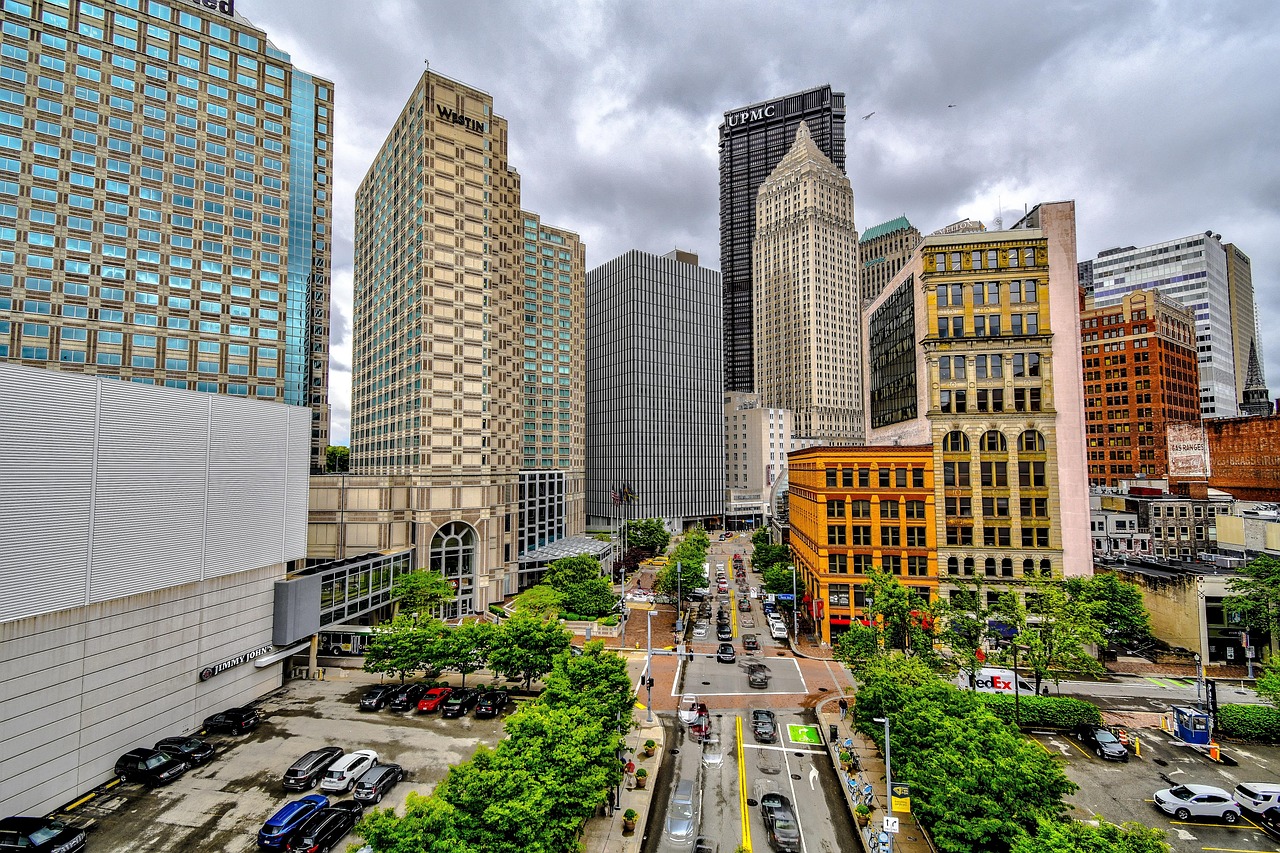 pittsburgh, horisont, stad, pennsylvania, urban, byggnader, arkitektur, natur, hdr, himmel, bro, skyskrapa, byggnad, metropol, stadens centrum, landmärke