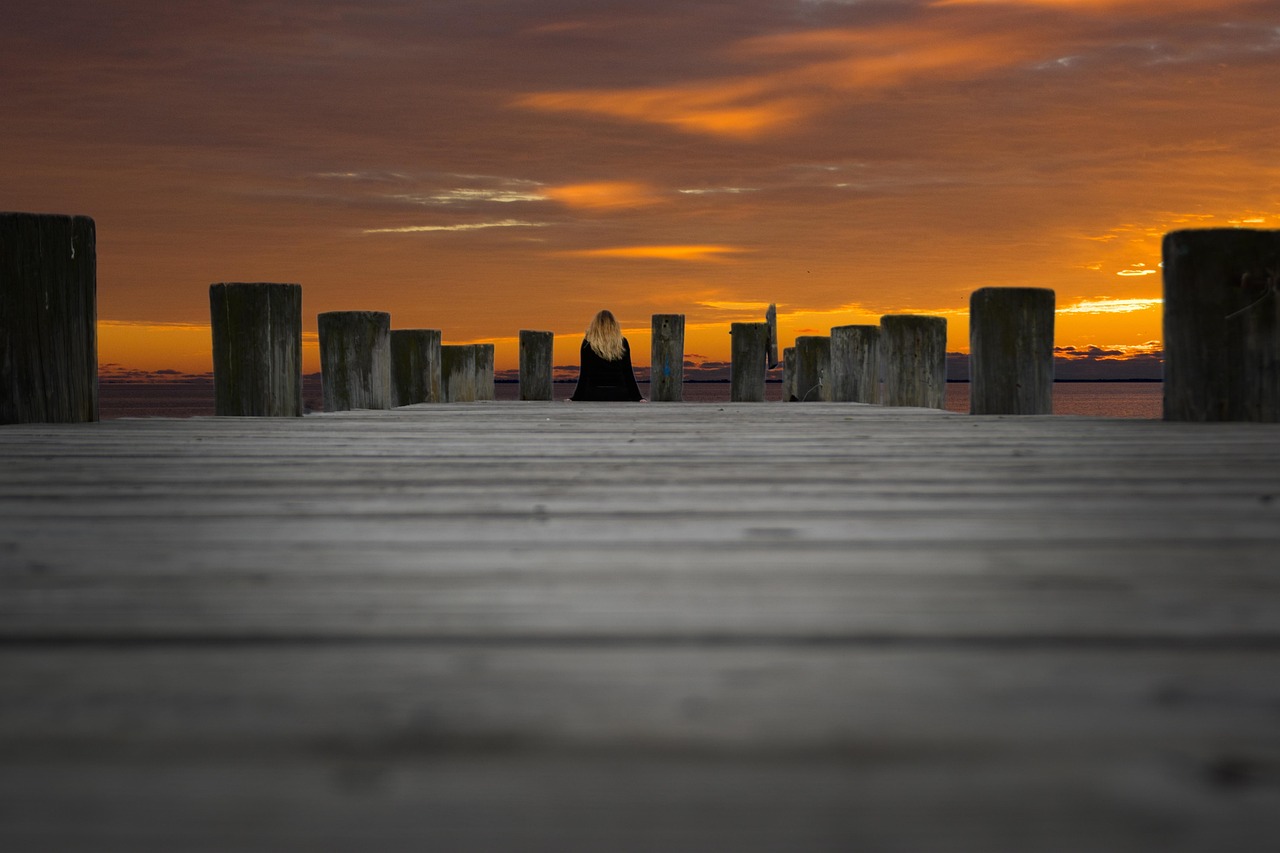 dock, sunset, pier, water, sky, dusk, clouds, nature, lake, sea, outdoors, vacation, scenic, ocean, alone, landscape, jetty, reflections, outdoor, lightning, harbor, gray sunset, gray alone, gray lake, gray lightning