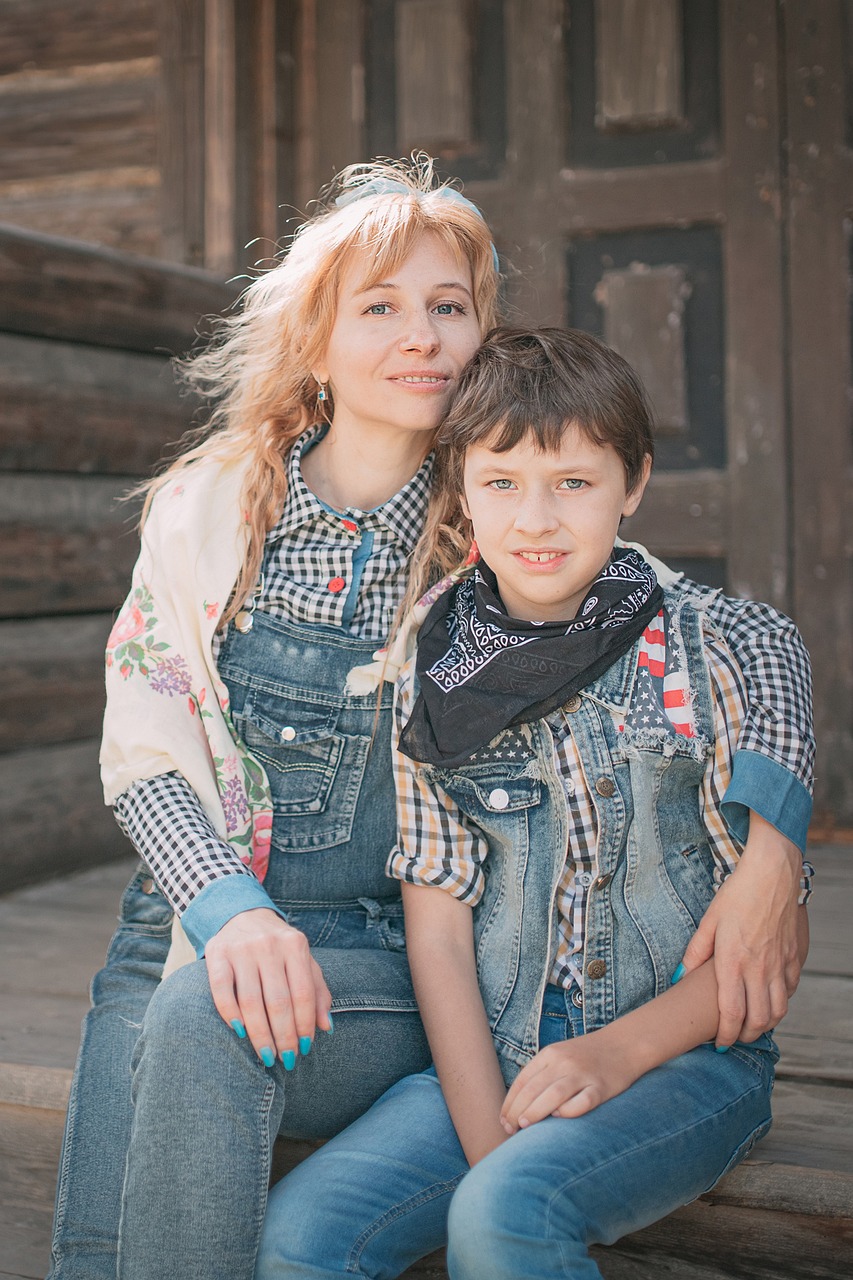 familj, retro, årgång, gammal stil, gammal, stil, design, nostalgi, historia, album, landet, ranch, mor och son