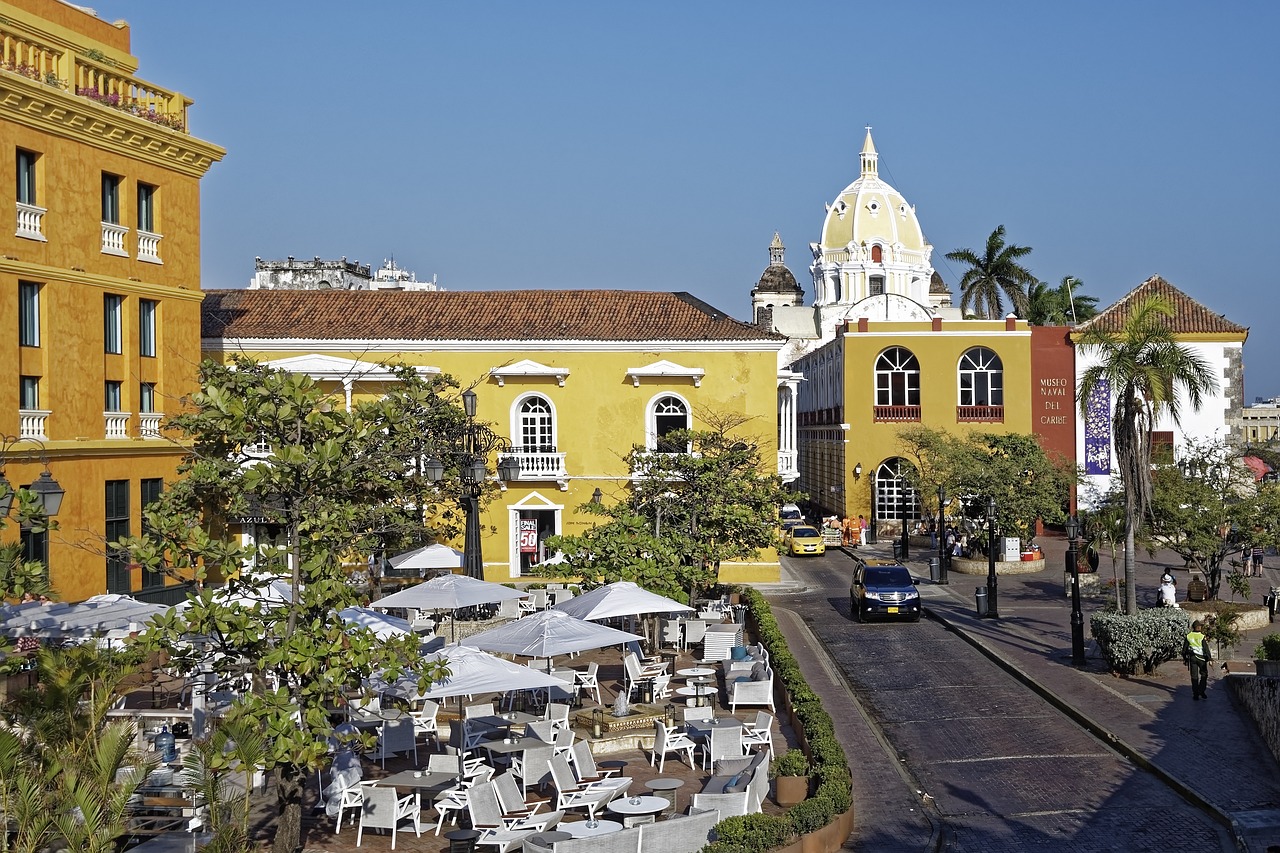 kolumbia, cartagena, mesto, mestské námestie, koloniálne budovy, cestovanie, budova, architektúra, koloniálnej, historický