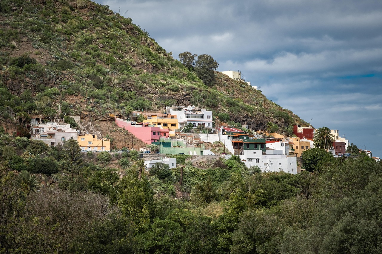 village, grancanaria, mountains, vacations, hike, nature, landscape, excursion, clouds, to travel, mountain, trip, spain, vacation, destination, canary islands, lonely, multicoloured