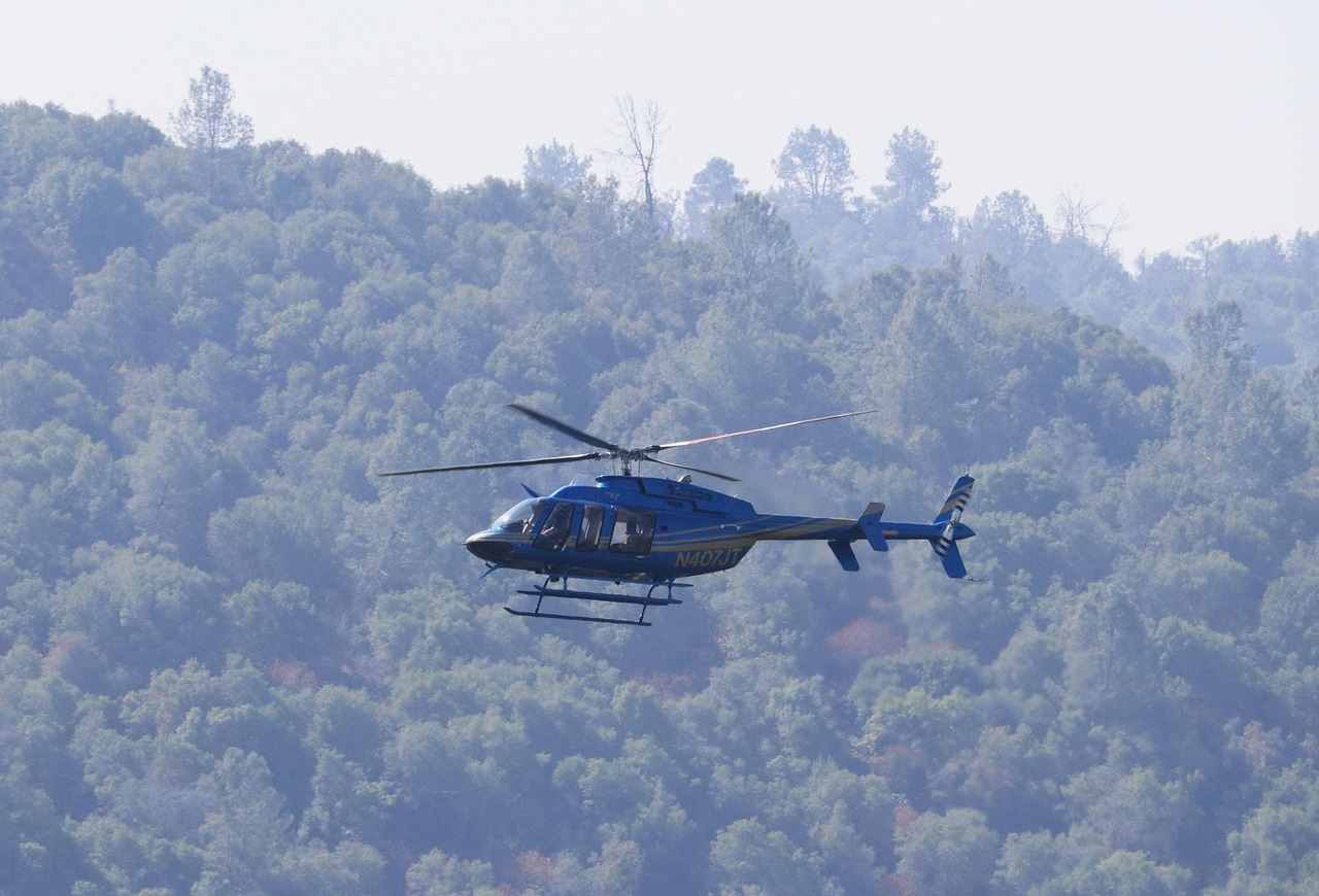 helicopter, fire, aircraft, emergency, sky, fly, smoke, chopper, nature, wildfire, california, blue fire, blue smoke, blue emergency