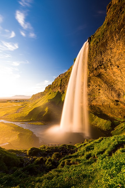 Iceland landscape water heaven sun sunset waters waterfall seljalandsfoss