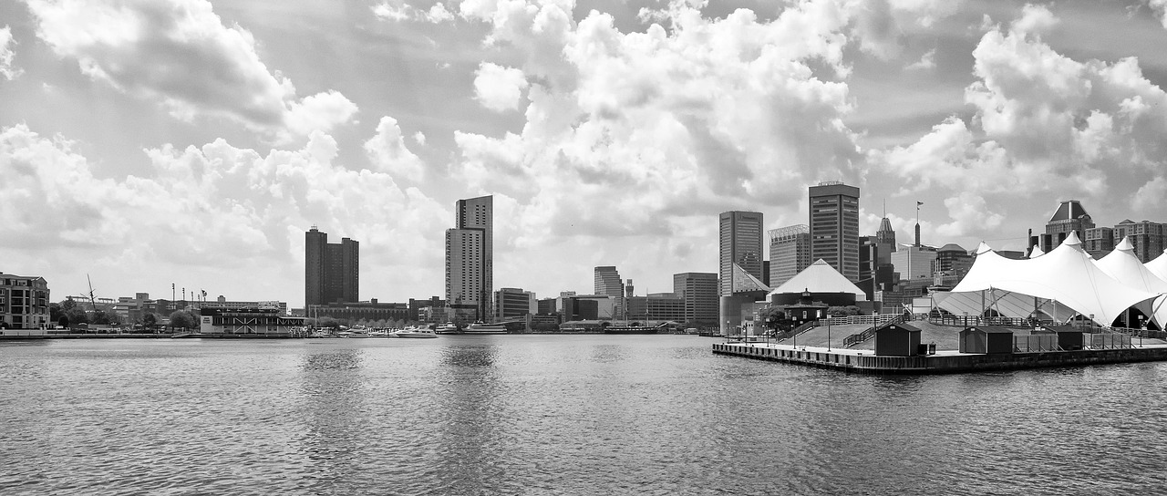 baltimore, stad, urban, inre hamnen, maryland, natur, vatten, horisont, landmärke, metropol, hamn