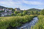 Stream mountain village houses buildings town river bach water peaceful trees scenic beyenburg