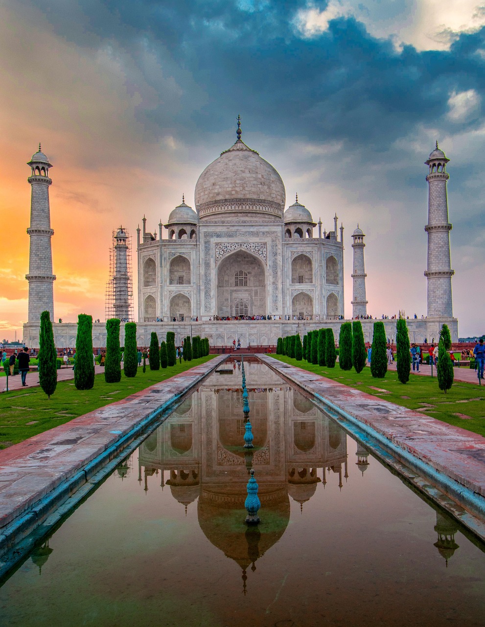 taj mahal, taj, budova, fasáda, odraz, zrcadlení, mezník, turistická destinace, turistická atrakce, příroda, architektura, mauzoleum, voda, rybník, dědictví, historický, agra, indie