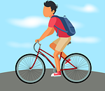 Bike boy avatar riding a bike cycling icon sport bicycle exercise ride biking cycle road biker activity riding cyclist lifestyle digital drawing
