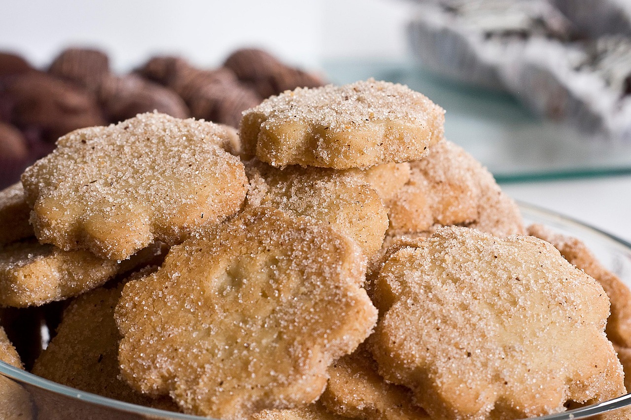 cookies, cukor, polvorones, dezerty, maškrty, občerstvenie, pečivo, krehké pečivo, pečené výrobky, jedlo, sladkosti