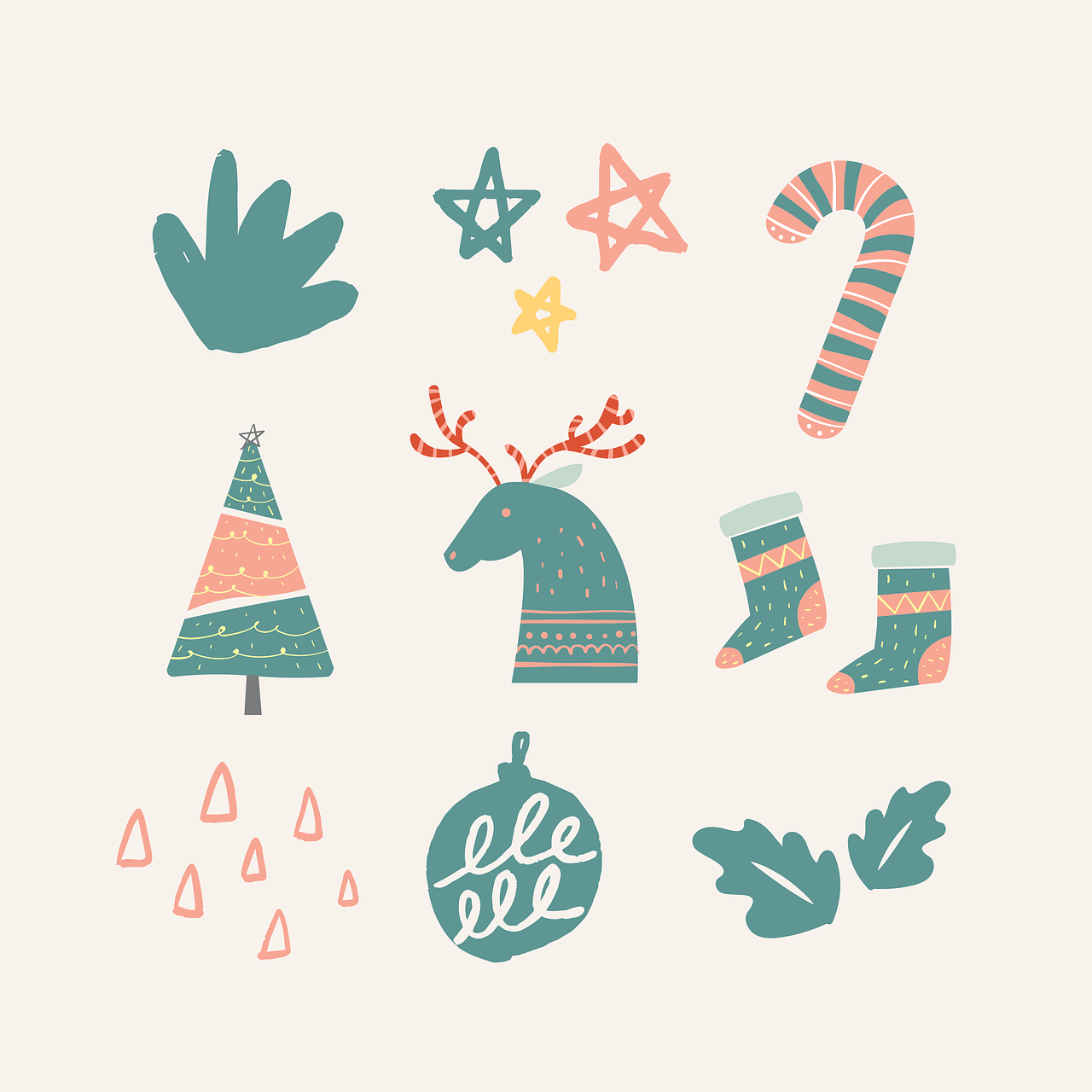 reindeer, stars, socks, stick, candy cane, chirstmas tree, christmas, winter, cozy, retro, december, vintage, home, holiday, nature, leaves, tree, warm, decor, art, doodle, pattern, happychristmas