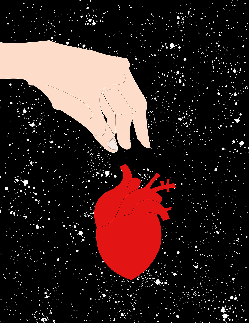 cœur, amour, main, femme, la passion, organe, organe humain