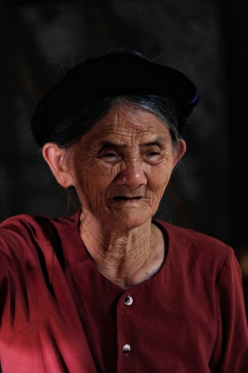 femme, aîné, sénior, visage, les rides, vieille, personnes âgées, beauté, vietnamien, portrait