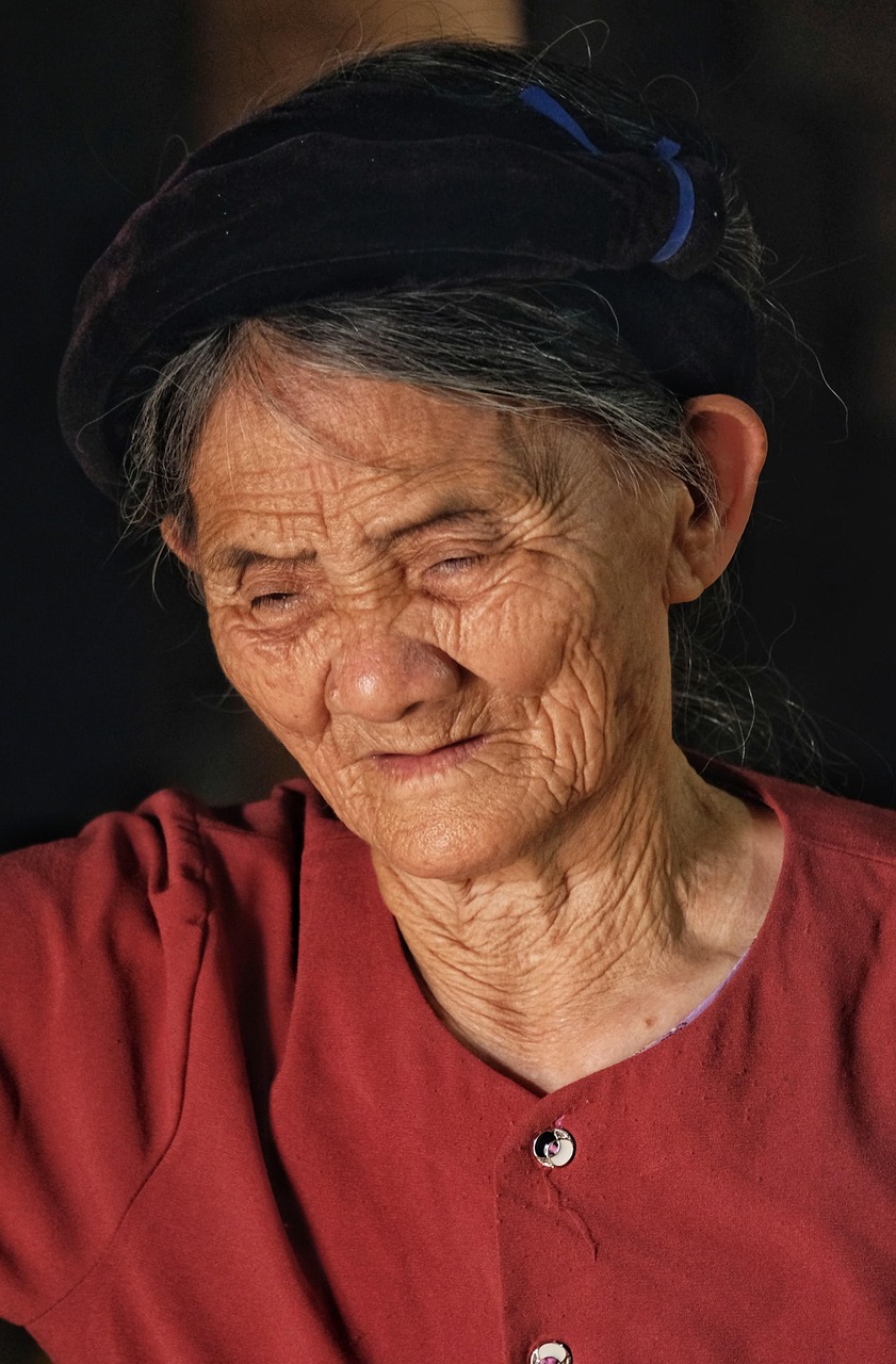 femme, aîné, sénior, visage, les rides, vieille, personnes âgées, beauté, vietnamien, portrait