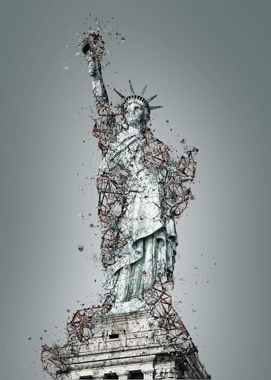 queen of liberty, statue of liberty, new york, liberty statue, monument, new york city, usa, tourist attraction, broken, damaged, creativity, artwork