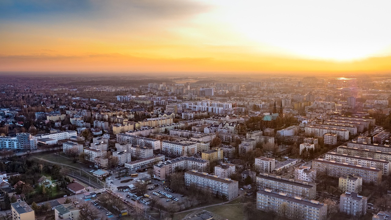épületek, város, természet, napnyugta, városi, apartmanok, irodák, építészet, városkép, panoráma, mazowsze