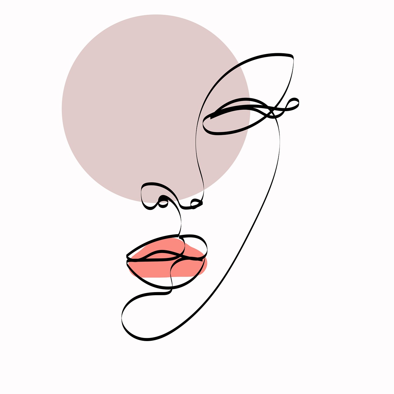 bohemian, linie, kunst, hintergrund, design, zeichnung, frau, dame, mädchen, gesicht, einfachheit, einfach