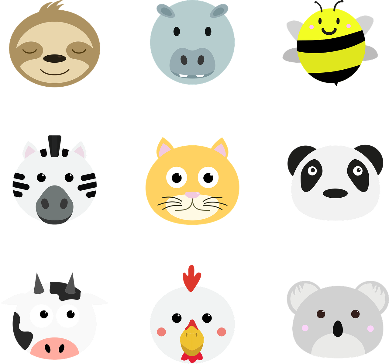 animale, fermă, pisică, lene, hipopotam, albină, pui, animal de companie, natura, zebră, animal, urs panda, vacă, koala, viata salbatica, drăguţ, model