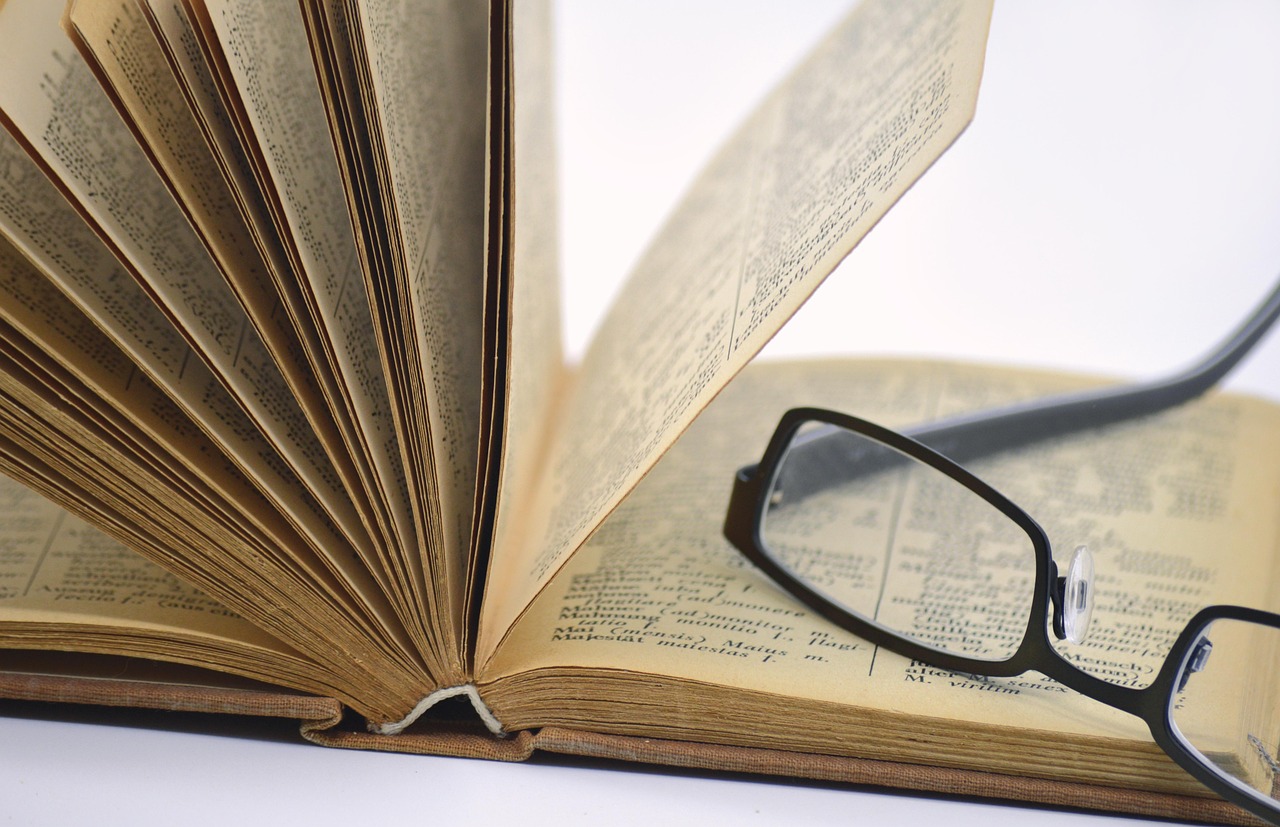 old book, glasses, reading, literature, reading aid, eyeglasses, antique book, reading material, printed word, knowledge