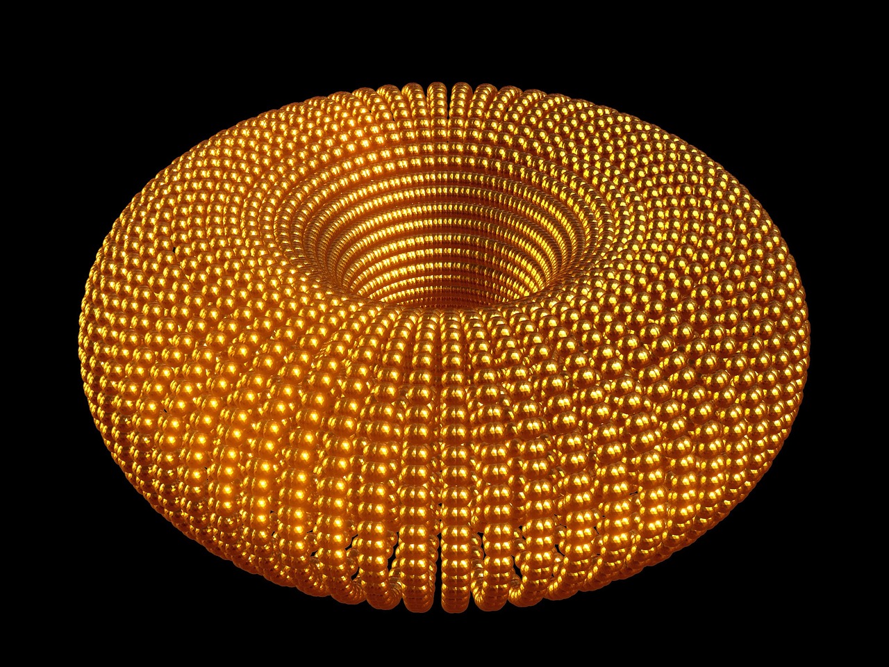 torus, shape, geometric, pattern, spheres, golden, yellow, torus, torus, torus, torus, torus