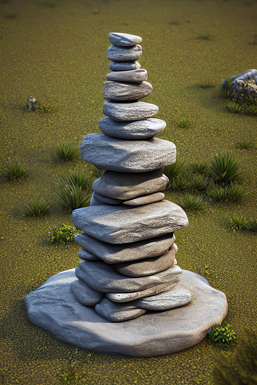 generated, cairn, stone cairn, rock cairn, rocks, volcanic stones, monumental sculpture, sculpture