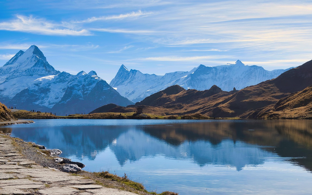bachalpsee, tó, természet háttér, hegyek, grindelwald, alpok, svájc, ősz, természet, visszaverődés, természet tapéta, gyönyörű természet, víz, látvány, idegenforgalom, hd háttérkép